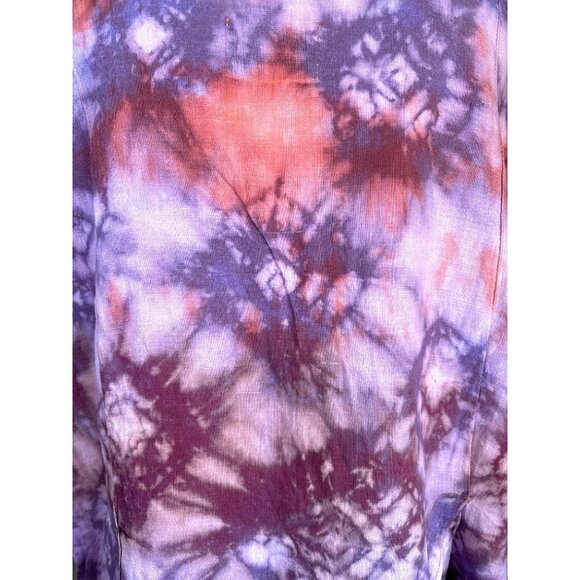 Flax Size Large 100% Linen Sleeveless‎ Tank Top Blouse Button Front HAND DYED - Picture 8 of 9